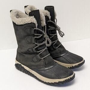 Sorel Out N About Plus Tall Winter Boots, Black Leather, Women's 6 M
